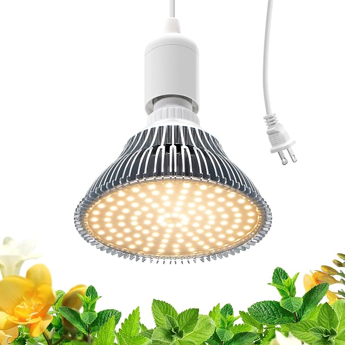 LED Hanging Grow Light, Grow Light Bulb for Indoor Plants, 25W Full Spectrum Hanging Grow Light,3000K Plant Light Bulbs with 16.4FT Power Cord, Pendant Grow Lights for Indoor Plants, 1 Pack