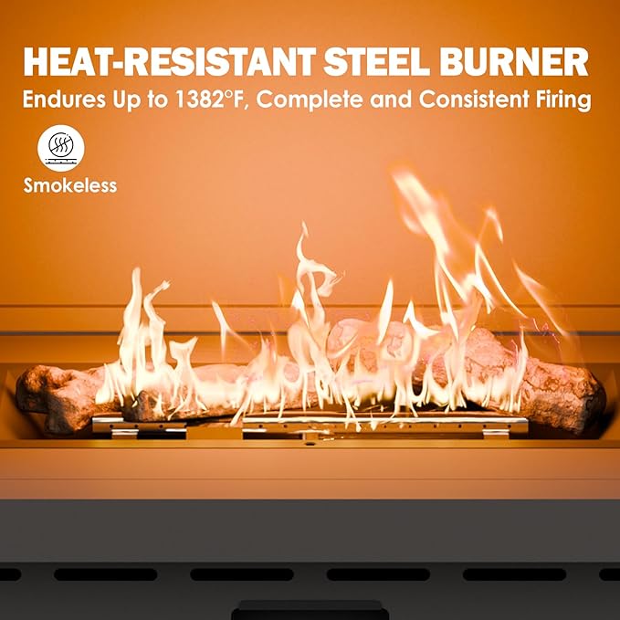 COOS BAY Outdoor Propane Fire Pit 50,000 BTU, Smokelss Gas Fireplace with Hidden Tank Storage, Adjustable Flame Patio Heater for Deck, Backyard, Gray/Tan