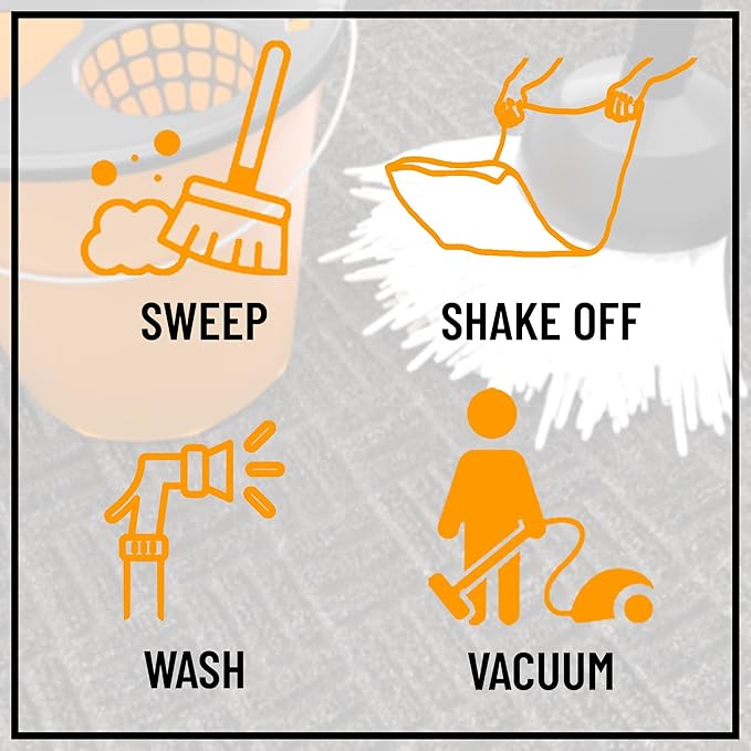 Ottomanson Easy Clean, Waterproof Non-Slip Indoor/Outdoor Rubber Doormat, 18" x 30", Charcoal