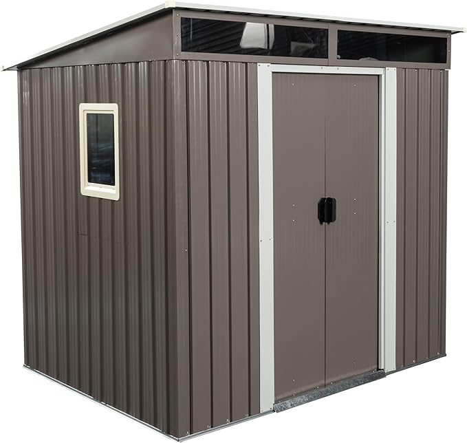 6X5 FT Outdoor Storage Shed, Waterproof Metal Garden Sheds with Lockable Door, Steel Tool Storage Buildings Shed & Outdoor Storage House for Garden, Backyard, Patio, Lawn, Trash Cans(Gray)