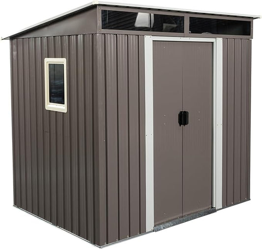 6X5 FT Outdoor Storage Shed, Waterproof Metal Garden Sheds with Lockable Door, Steel Tool Storage Buildings Shed & Outdoor Storage House for Garden, Backyard, Patio, Lawn, Trash Cans(Gray)