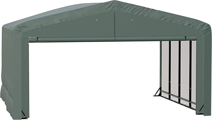 ShelterLogic ShelterTube Garage & Storage Shelter, 20' x 18' x 12' Heavy-Duty Steel Frame Wind and Snow-Load Rated Enclosure, Green