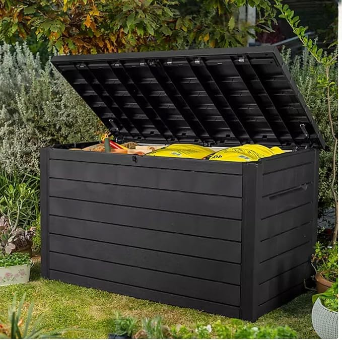 Outdoor Storage Box with Lockable Lid - Weather-Resistant and Stylish (Graphite, 230-Gallon)
