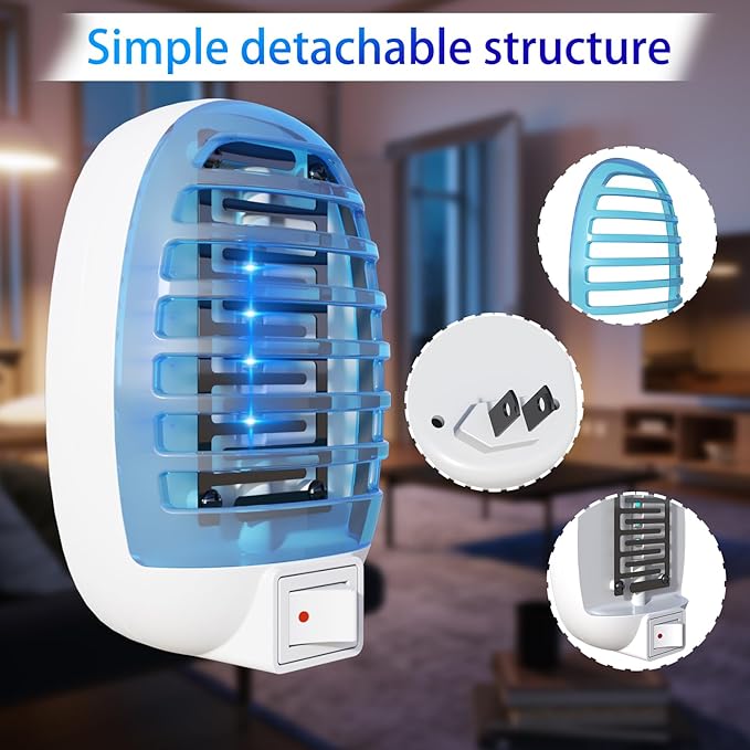 Bug Zappers Indoor, Flying Insect Trap Plug-in, Mosquitoes Killer, Fly Traps for Indoors, Mosquito Zapper Gnat Moth Catcher for Living Room, Home, Bedroom, Office, Patio, Kids & Pets - 6 Packs