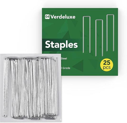 25 Pack Garden Staples,6 Inch 11 Gauge Galvanized U-Shaped Garden Stakes,Heavy-Duty Ground Yard Stakes for Inflatables,Irrigation Tubing,Holding Fence,Weed Barrier,Decoration