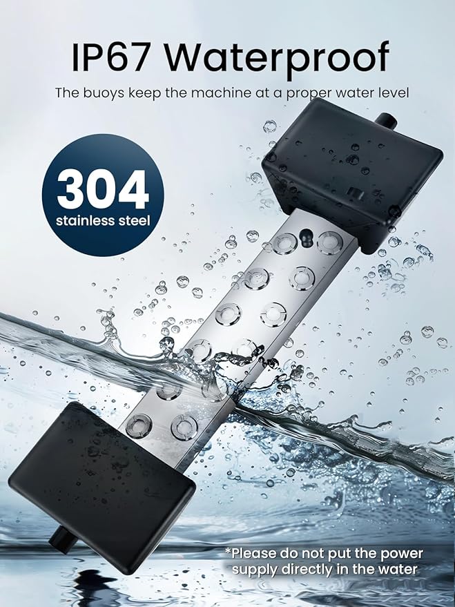 YORKING Ultrasonic Fogger, 12-Head Ultrasonic Mist Maker, 9000ml/H 400W Mist Maker Fogger with Buoy, IP67 Waterproof Power Supply for Pond, Garden, Lawn, Rockery, Greenhouse, Halloween Decoration