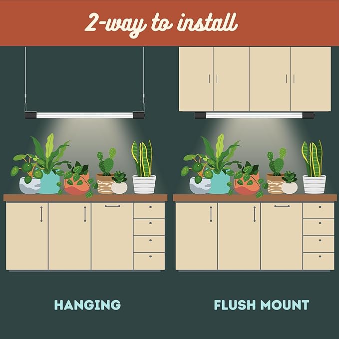 4FT LED Succulent Terrarium Plant Grow Light Linkable Full Spectrum Daylight with Enhanced 660nm Red and 450nm Blue LightTech Indoor Lighting Fixture (4 FT)