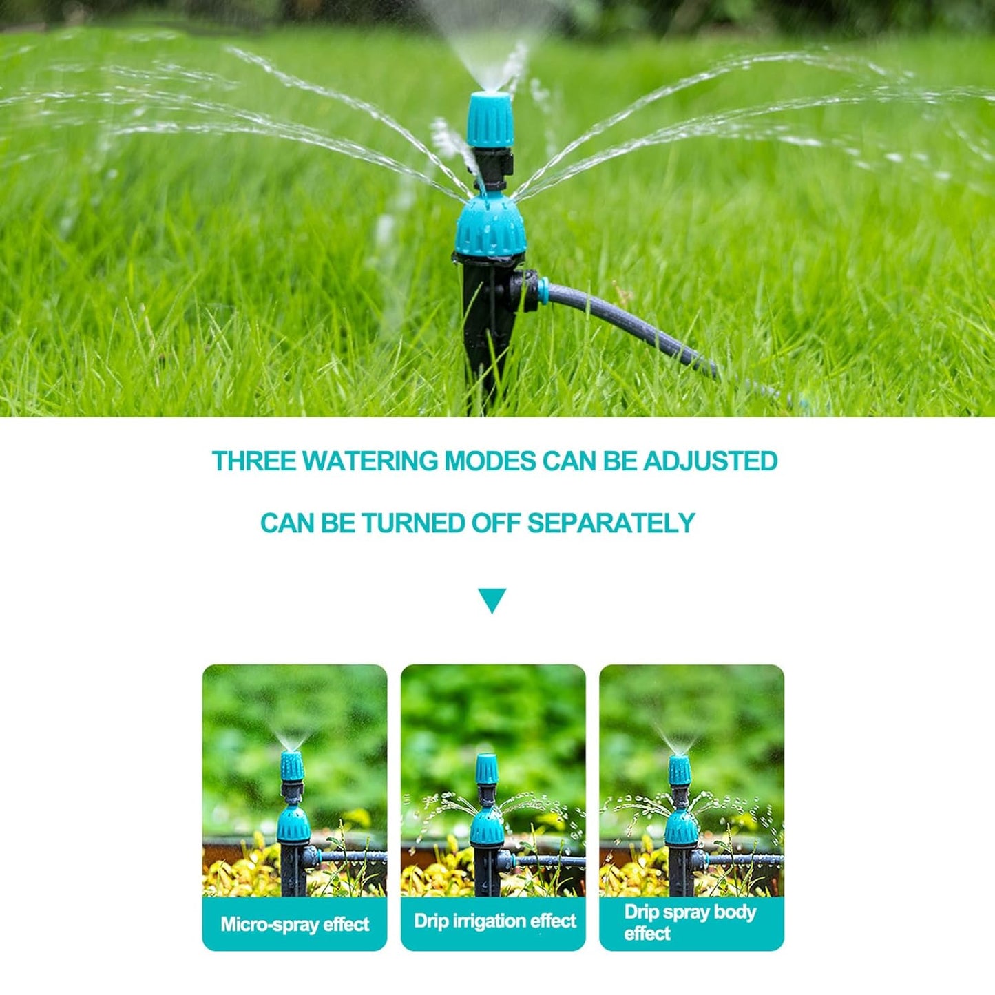 Drip Irrigation System,50FT Main Pipe and 16FT Branch Pipe,10 Adjustable Drippers with Piles, Quick Socket Connection.Plant Watering System of Garden Potted Elevated Garden Bed.(Dual-Purpose Nozzle)