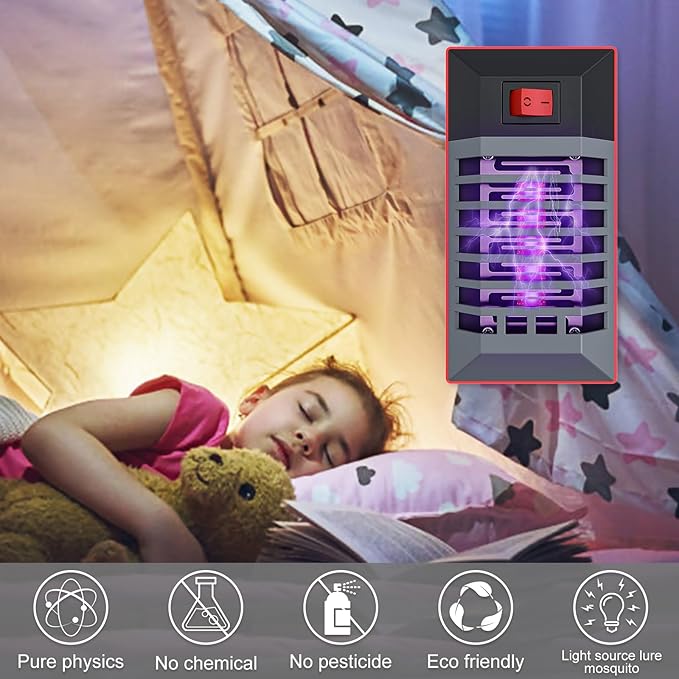 2 Pack Plug in Bug Zapper Indoor Flying Insect Trap, Electronic Mosquito Zappers Gnat Traps with LED Light for Patio, Bedroom, Kitchen, Office