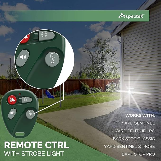 ASPECTEK Ultrasonic Outdoor Animal Pest Repellent, Yard Sentinel RC Pest Repeller Pest Control includes Motion Detector, 4 Key Remote - Rodents, Cats, Rats, Mouse, Mice, Deer, Frequency: 15-18 kHz