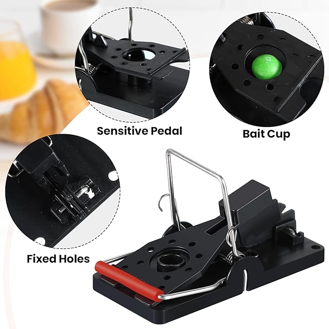 Qualirey 24 Pcs Plastic Mouse Rat Traps House Indoor Quick Effective Safe for Warehouse Garden Kitchen 3.86 x 1.81 x 2.17 Inch (Black,Red)