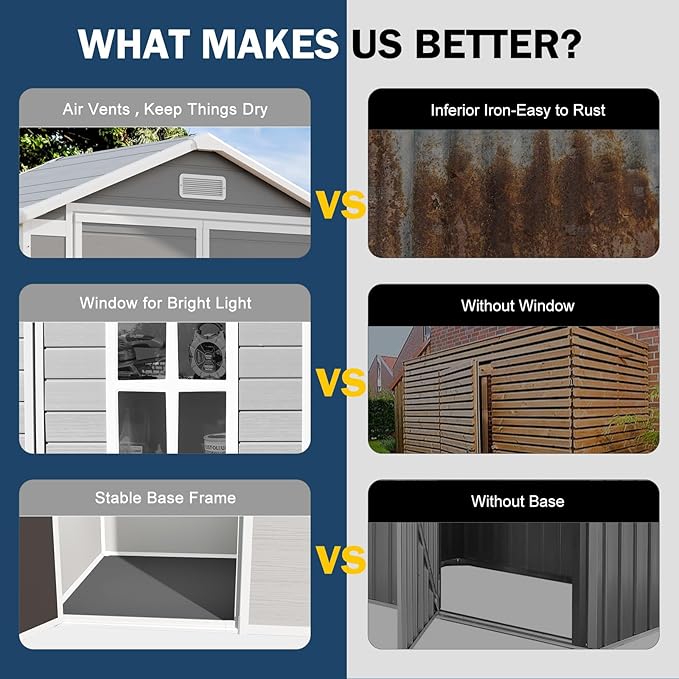 Outdoor Resin Storage Shed 6x3 FT Waterproof Sheds Kit with Floor Window Lockable Door Included, Outside Plastic Sheds for Backyard Garden Patio Lawn Tools