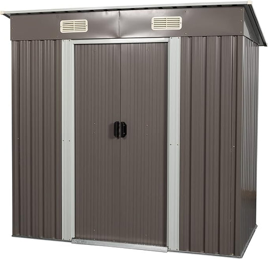 6X4 FT Outdoor Storage Shed, Waterproof Metal Garden Sheds with Lockable Door, Steel Tool Storage Buildings Shed & Outdoor Storage House for Garden, Backyard, Patio, Lawn, Trash Cans(Gray)
