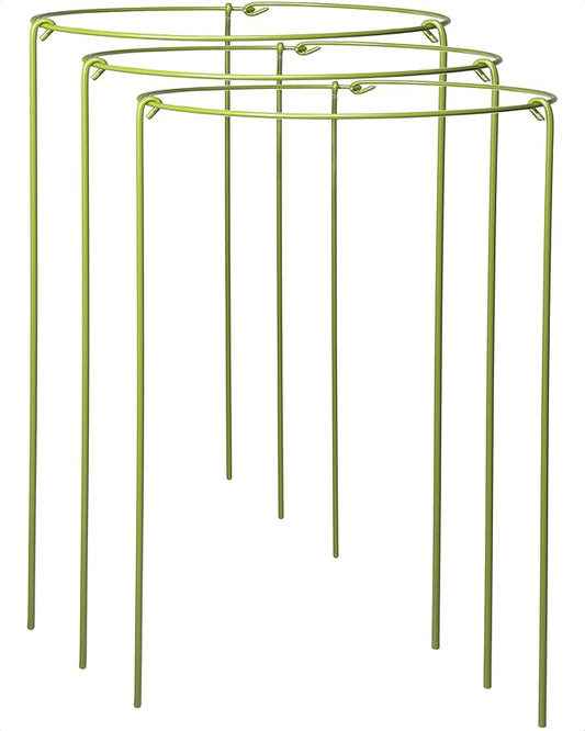 3-Pack Heavy Duty Garden Plant Stakes, 4.2mm Steel Plant Support Stakes for Indoor Outdoor Use - Tomato Cages, Monstera, Peony Supports for Potted Plants & Trees - 10" W x 17" H (Mint Green)