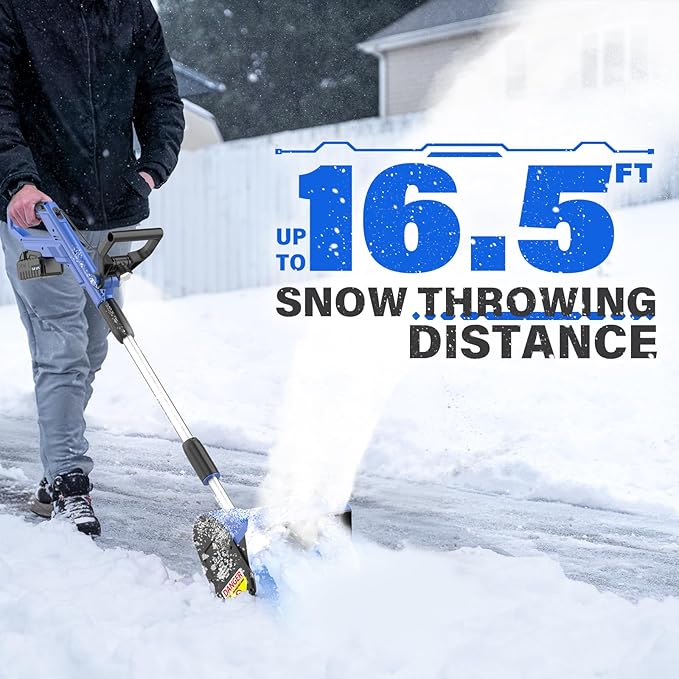 SOYUS Electric Snow Shovel Cordless, 20V 12-Inch Electric Snow Blower, Snow Shovel for Driveway with Handle LED Light and Directional Plate (1x4.0Ah Battery, Charger and Cover Included)