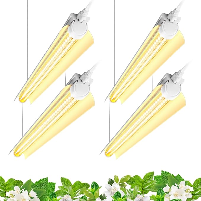 Barrina Grow Light Bulb, 96W(4 x 24W), Full Spectrum 2FT LED Grow Light, V-Shape T8 LED Grow Light Strips, Plant Lights for Indoor Plants, 4-Pack