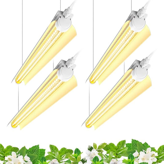 Barrina Grow Light Bulb, 96W(4 x 24W), Full Spectrum 2FT LED Grow Light, V-Shape T8 LED Grow Light Strips, Plant Lights for Indoor Plants, 4-Pack