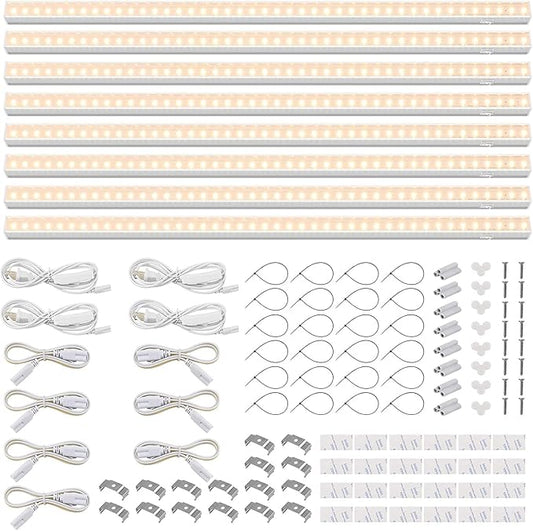 Barrina T5 Grow Lights, Full Spectrum Grow Light, 3ft 128W (8 x 16W, 800W Equivalent), LED Grow Lights for Indoor Plants, Ideal for Indoor Plants, Plant Grow Shelf, Plug and Play, Yellow, 8-Pack