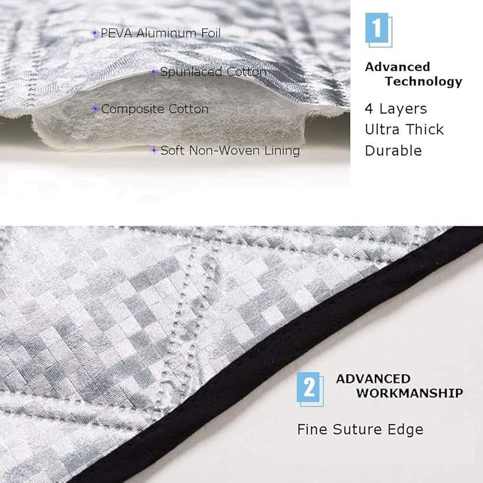 Beicarin Car Windshield Cover, Heavy Duty Ultra Thick Protective Windscreen Cover - Snow Ice Frost Sun UV Dust Water Resistent - Pefect Fit for Cars SUVs All Years Summer/Winter