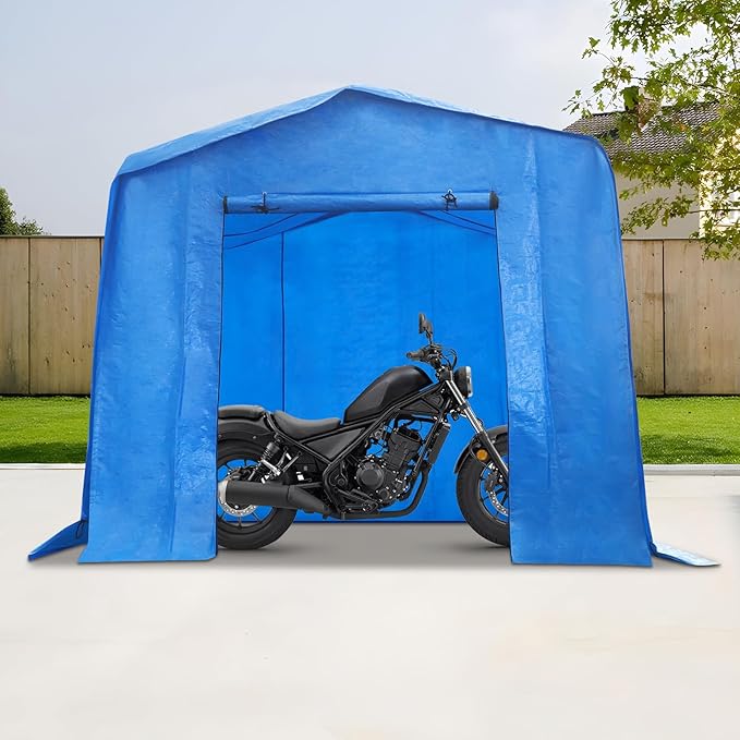 6x10x6 FT Outdoor Storage Shelter Carport, Portable Storage Tent with Roll-up Door, Waterproof Outdoor Carport for Bike, Lawn Mower, ATV Storage (Blue)