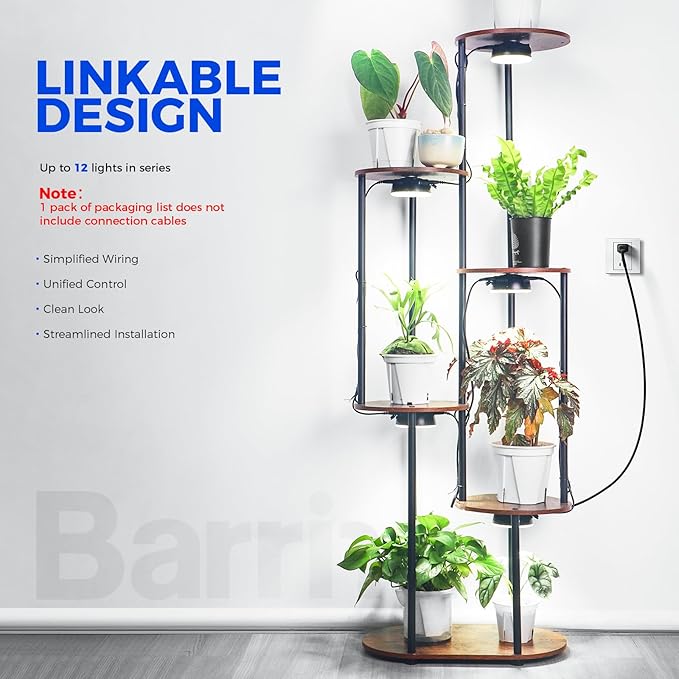 Barrina Orbgrow OG09 Puck LED Grow Light, 5000K 9W(135 Watt Equiv), Plant Lights for Indoor Plants Full Spectrum, Magnetic & Linkable, Small Grow lamp, Perfect for Plant Shelf, 1 Pack, Black