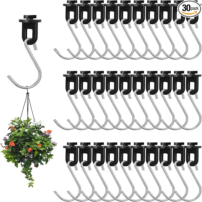 ELANE 30 Pcs Greenhouse Hooks and Twist Clips, Plastic Fixing Clips for Outdoor Garden Hanging Plants. (Black)