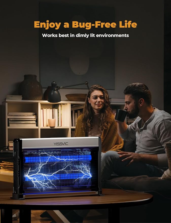 YISSVIC LED Bug Zapper Indoor, 4000V Electric Bug Zapper, Powerful Mosquito Zapper,LED Fly Zapper Indoor, Mosquito Killer with 6.6ft Power Cord for Home Office Restaurant