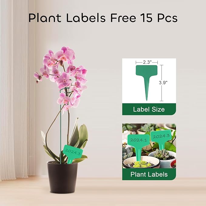 GROWNEER 24 Packs 24 Inches Plant Support Stakes, with 15 Pcs Plant Labels, Garden Single Stem Flower Support Stake, Plant Cage Support Rings for Flowers Amaryllis Orchid Peony Lily Rose