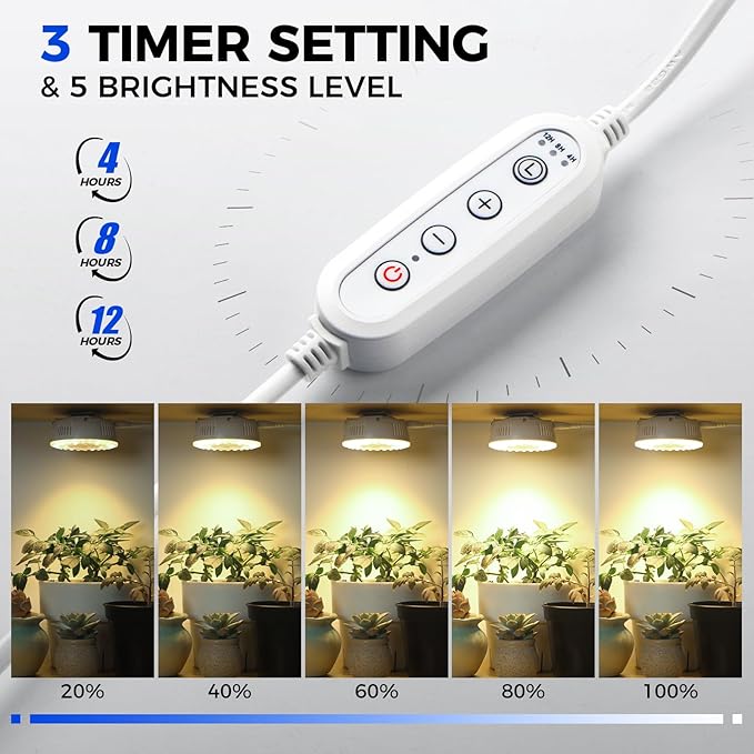 Barrina Orbgrow OG09 Puck Grow Light with Timer, 660nm Red LEDs 54W(6 x 9W, 810 Watt Equiv), Full Spectrum Plant Light for Indoor Plant, Magnetic & Linkable, 5 Levels Dimmable for Plant Shelf, 6 Packs