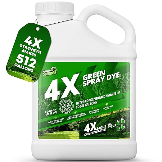 1 Gallon 4X Green Spray Dye - Makes 512 Gallons of Concentrated Spray Pattern Indicator Dye, Ideal Fertilizer Marking, Lawn Turf Mark and Marker, Mark Where You've Sprayed with Green Color Indicator