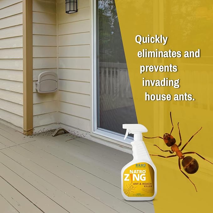 Ant & Roach Killer 32 oz Indoors and Outdoors, Ant Spray for Home, Ant Repellent for House，Fast Kill, Prevents for Weeks,Also Kills Roaches Spiders Centipedes, Plant Extract Based Non-Toxic