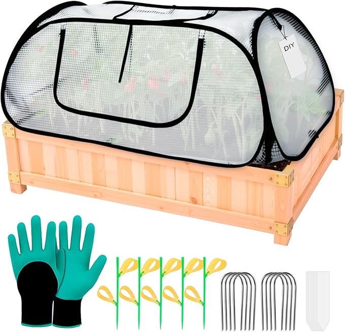 Garden Covers for Raised Beds, Pop Up Raised Garden Bed Cover, Garden Row Plants Cover Accelerator, Greenhouse Cover for Protecting Seedlings Fruits Vegetable Rows 45" L x 22" W x 16" H(1 Pack)