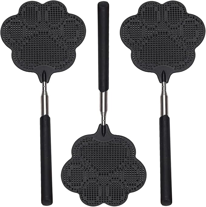 Fly Swatter, Elescopic Fly Swatters, FlySwatter for Indoors, FlySwatter with Stainless Steel Handle 3PCS