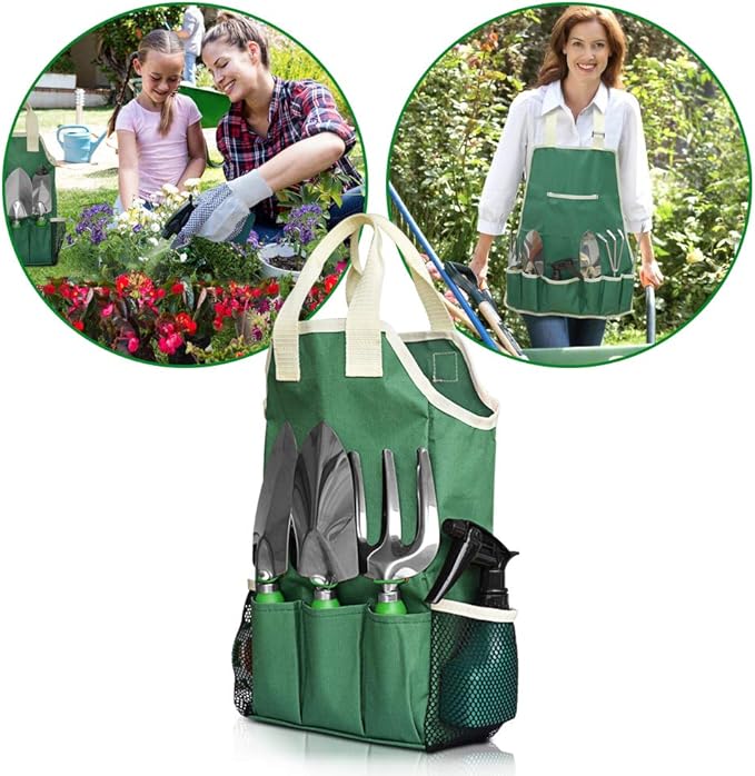 GardenHOME 11-Piece Gardening Tool Set, Garden Tool Kit with Tote Bag, Adjustable Apron, and Gardening Accessories, Perfect Gardening Gifts for Women and Men