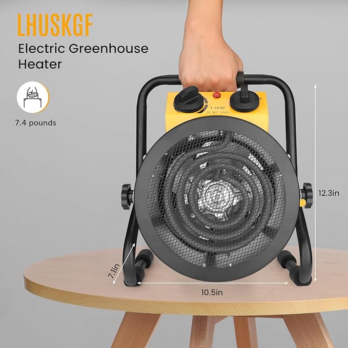 Greenhouse Heater with Digital Thermostat, Grow Tent Heaters, Overheat Protection, Fast Heating for Green House, Flower Room, YE