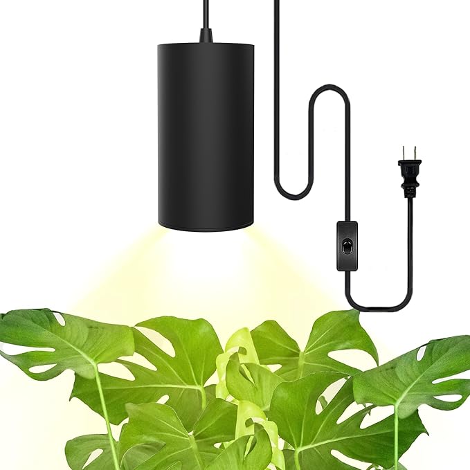 STERREN Plant Grow Light,Led Pendant Light for Indoor Plants,Full Spectrum Hanging Grow Lights with 21 FT Height Adjustable Power Cord, ON/Off Switch Black Plant Lights for Indoor Plant Growing