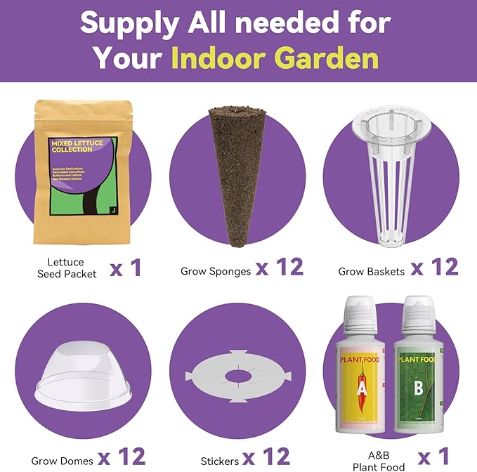 Red Romaine Lettuce Seed Pods for AeroGarden, Ahopegarden, iDOO Hydroponics Growing System Indoor, 400+ Seeds(12-Pods)