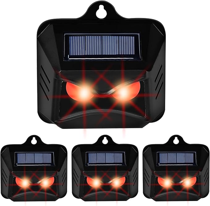 Triumpeek Animal Repeller, Solar Powered Predator Eye Nighttime Animal Deterrent Devices with Red LED Lights, Night Guard Animal Repellent Scares Coyote Skunk Raccoon Deer Away from Yard Chicken Coop