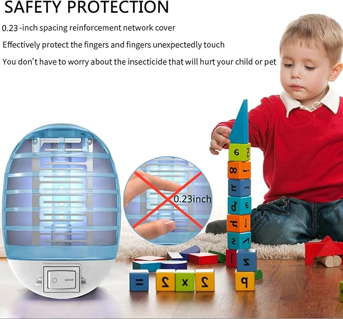 Bug Zapper Indoor,Fly Traps,Flying Insects,Electronic Insect Killer Fly Insect Trap Plug-in Mosquitoes Killer Mosquito Zapper with Blue Lights for Living Room,Kitchen,Bedroom,Office (6Packs)