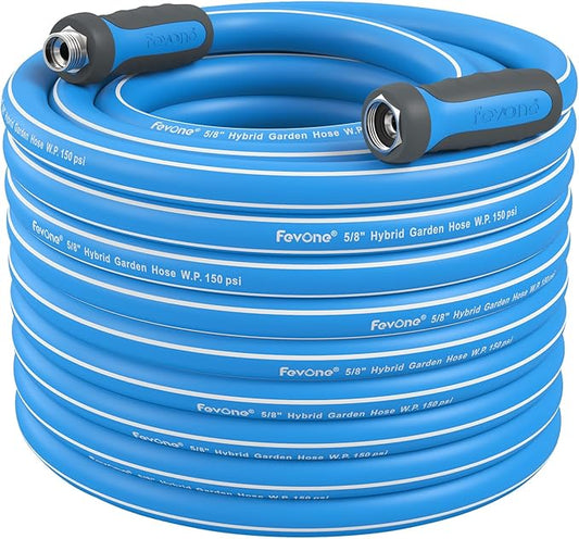 Fevone Garden Water Hose with Solid Aluminum Fittings for Patio & Garden, Drinking Water Safe, 5/8" x 80 ft