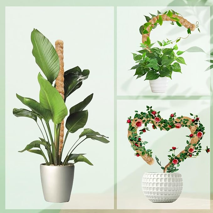 2 Pack Moss Pole,27.6 Inch Moss Poles for Plants Monstera Bendable Plant Stakes for Indoor Coco Coir Pole Climbing Plant Support Stakes for Creeper Plants Grow Upwards