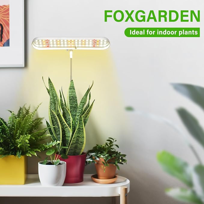 FOXGARDEN Grow Light, Full Spectrum LED Grow Lamp, Plant Lights for Indoor，Auto Timer 4/8/12H, 4 Dimmable, Height Adjustable 8.5"-24", Growing Lights