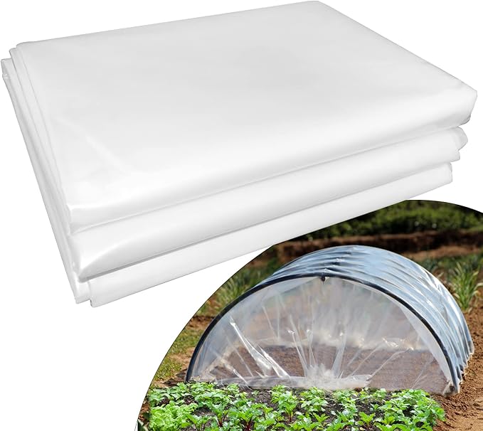 6 mil Greenhouse Plastic Film Sheeting Cover 12 x 26 Ft UV Resistant Clear Polyethylene Film Green House Hoop Farm Plastic Cover for Gardening, Farming, Agriculture
