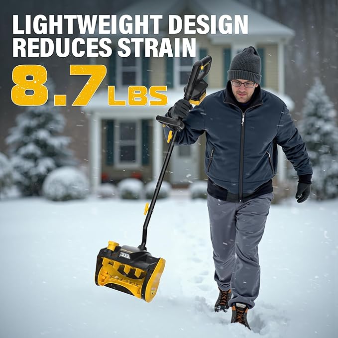 12-Inch Cordless Snow Shovel, 20V Snow Blower With LED Light,Electric Snow Thrower with Directional Plate&Adjustable Handle, 21ft Throwing Distance,12"x6" Clearing Path (4.0Ah Battery included)