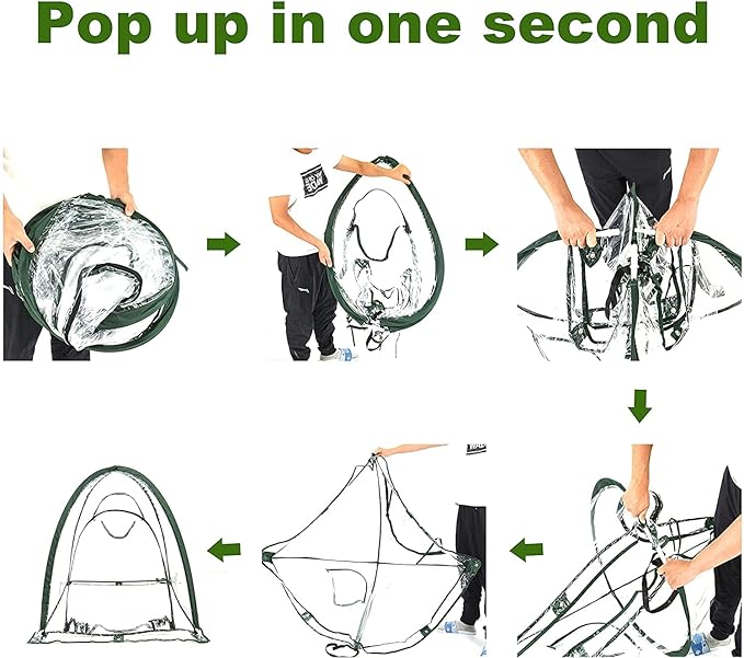 porayhut Pop Up Greenhouse Cover Flower House,Pack of 2,Mini Gardening Plant Sunshine Room,Backyard PVC Cover for Cold Frost Protector Gardening Plants