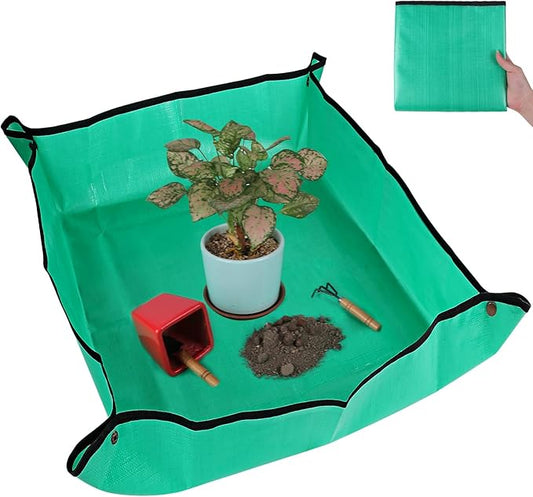 Azureblue Plant Repotting Mat for Indoor Plants Potting Soil Mix, Waterproof Plant Repotting Tray, Potting Mat Gardening Tray for Indoor Potting Succulents Cactus Orchid Pots (26.8" x 26.8")