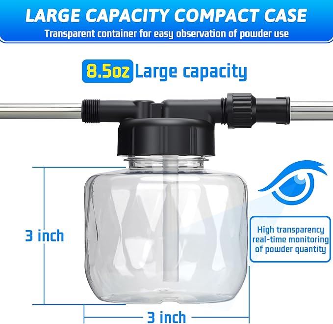 Push-Pull Air Pump Powder Duster Sprayer for Diatomaceous Earth, Delta Dust,and Powder Coating,Length Adjustable from 19" to 44",Transparent Tank & Stainless Steel Rod,Efficient Powder Distribution