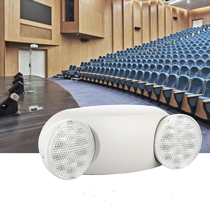 6 Packs White LED Emergency Lights with Battery Backup, Two Head Adjustable Emergency Lighting Fixtures-Fireproof Materials-Emergency Lighting Fixture/Emergency Light Home