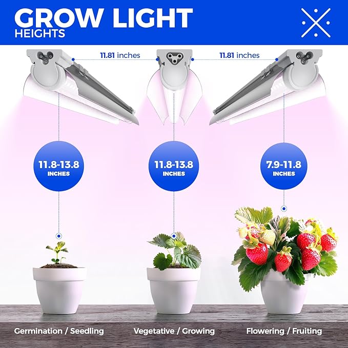 Barrina T8 LED Grow Light 4FT,168W(4 x 42W), 1000W Equivalent, Full Spectrum, V-Shape with Reflector Combo, Grow Lights for Indoor Plants, Greenhouse, 4-Pack