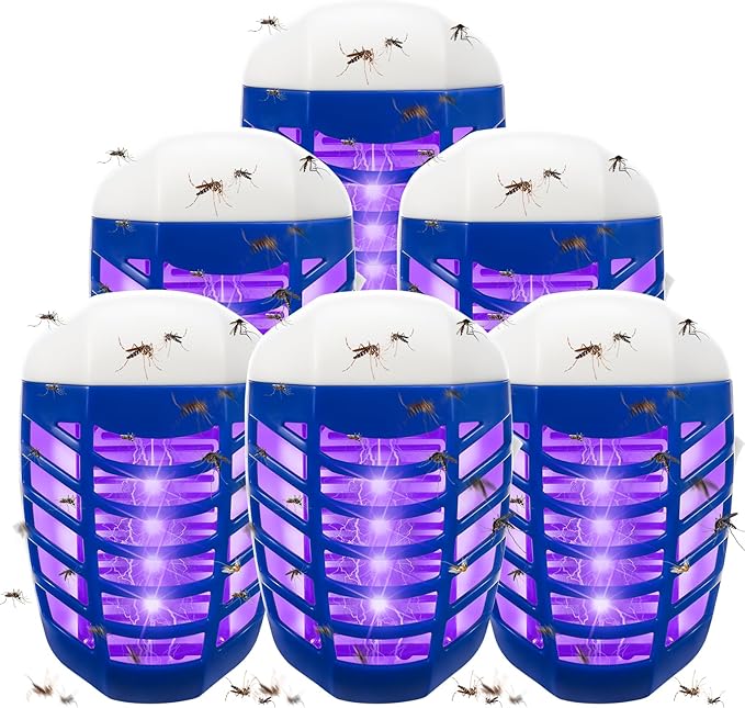 Bug Zapper Indoor Flying Insect Trap, 6 Pack Electronic Plug in Mosquito Zappers Gnat Insect Fly Zapper Traps Lamp for Home, Kitchen, Bedroom, Living Room,Office, Blue